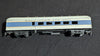 Baltimore & Ohio Passenger Coach Passenger Car likely from Rivarossi/AHM - 1970s HO Scale Model Train (Plastic, Metal Passenger Car, Molded Seats, Grey, Blue, Gold)