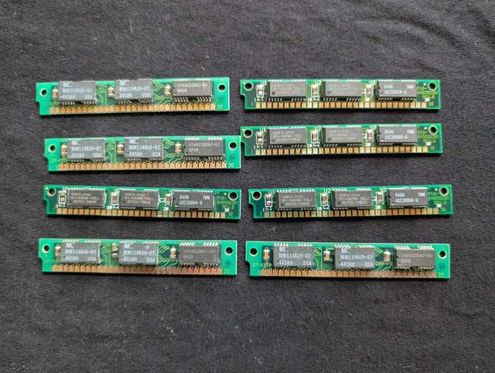 Lot of 8 Vintage 30-Pin SIMM RAM Sticks for Retro PC (MM514400-07)