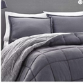 Eddie Bauer Sherwood Reversible Micro-suede Sherpa Comforter Set, King - Grey