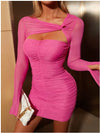 Vanessa Jane Mesh Cut Out Ruched Mini Dress, Size Large