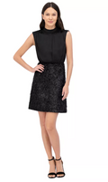 Vince Camuto Womens Satin Mock-Neck Shimmering Dress
