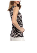 Kasper Printed Twist-Neck Sleeveless Top, Size Large