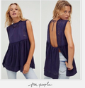 Free People Indigo Bella Babydoll Tank Top, Size Small