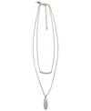 Inc Silver-Tone Crystal Bar and Drop Layered Pendant Necklace