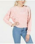Freshman Juniors Camo Burnout Velvet Crop Sweatshirt Top, Size Large