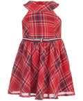 Tommy Hilfiger Kids Sleeveless Plaid Dress Plaid Red Girls Dress, Size XL