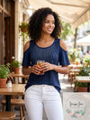 Star Vixen Womens Cold-Shoulder Top