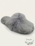Jenni Critter Cat Ears Faux-Fur Scuff Womens Slide Slippers – Grey- Small(5–6)