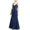 Nightway Sequin-Dot Sateen Fitted Gown, Size 10