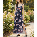 Trixxi Juniors Cameo Maxi Dress, Navy, Size XXS
