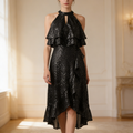 kensie Womens Sequin Sleeveless Ruffle Dress Off Kensie Ruffled Popover,Size 10