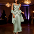 J Kara Embellished Gown & Scarf, Size 14