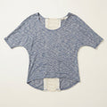 Spoiled Blouse Short Sleeve, Blue, Crocheted Back, Large