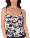 Swim Solutions Womens Swimsuit Juliet Printed Side-Tie Tankini Top