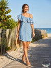 Blanknyc Making Waves Frayed Ruffled Denim Dress, Size XS