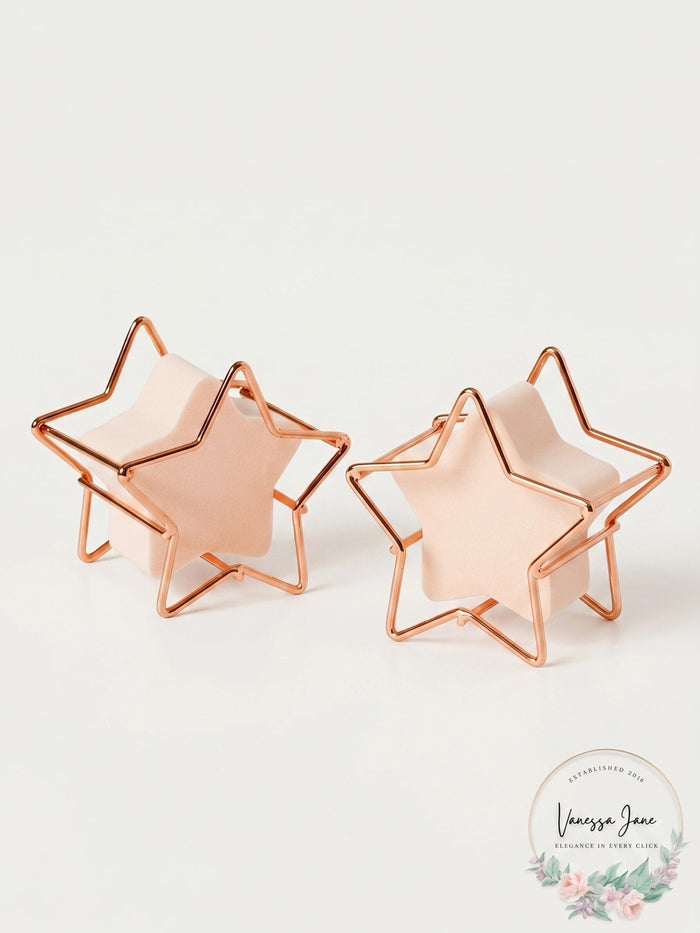 2 PC RH Macy Beauty Collection Cosmetic Star Shaped Sponge & Holder Pink
