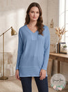 Vince Camuto V-Neck Drop-Shoulder Tunic – Canyon Blue, Size Large