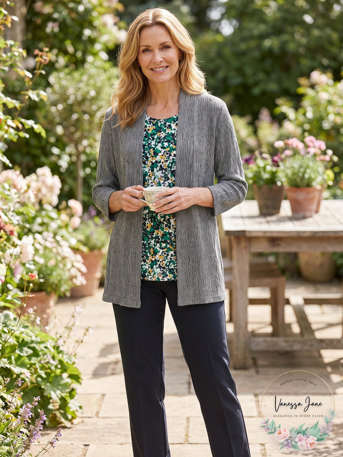 Jones New York Women's 3/4-Sleeve Open-Front Cardigan Light Weight, Small