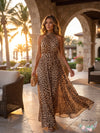 INC Womens Maxi Dress Cheetah-Print Blouson High-Neck