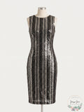 Ralph Lauren Womens Jordinia Sequined Striped Cocktail Dress