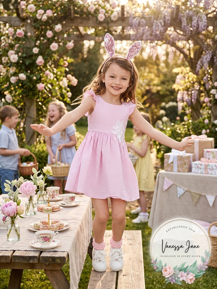 Rare Editions Toddler Girls Embroidered Seersucker Dress - Pink, Size 3T