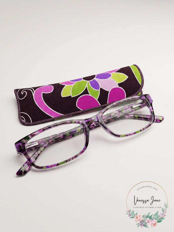 Vera Bradley Jennifer Eyeglasses  + 1.00 With  Power Purple Punch
