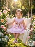 Rare Editions Baby Girls Lurex Seersucker Flutter Sleeve Dress,Pink, 3-6Months