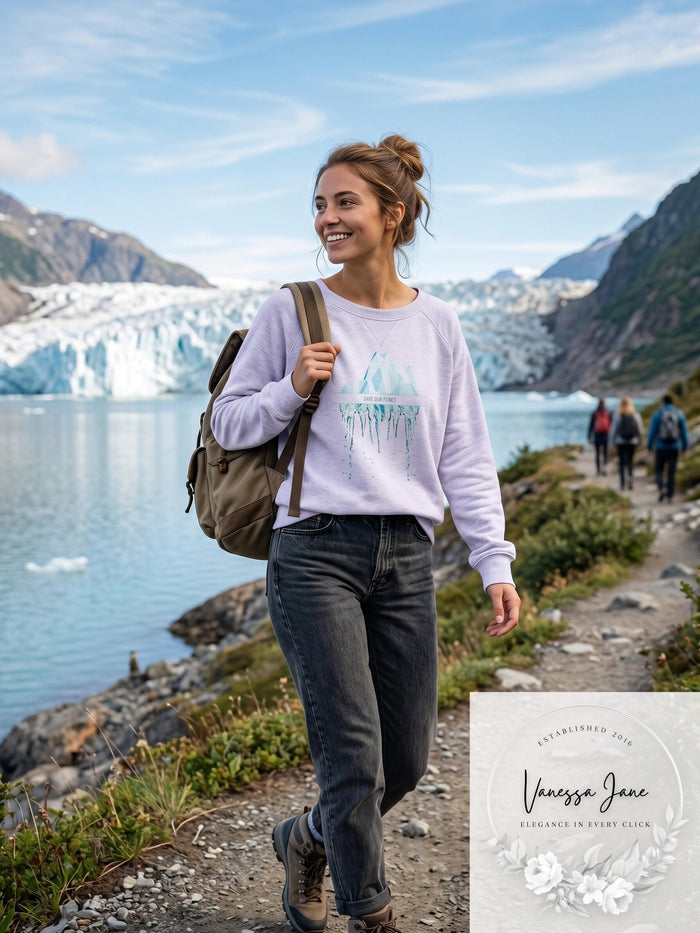 The Mountain Save Our Planet Womens Slouchy Crew Adult small