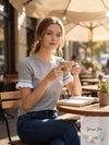 Self Esteem Juniors Contrast Stripe Ruffle-Sleeve T-Shirt