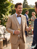 Bar III Mens Slim-Fit Tan Pinstripe Linen Suit Jacket
