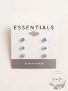 And Now This 3-PC. Set Cubic Zirconia, Hammered-Look Crystal Ball Stud Earrings