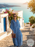 Ailunsnika Women Loose Kaftan Swimsuit Cover Up Beach Long Casual Caftan Dress