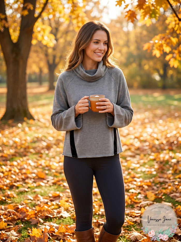 Ideology Women's Cowl-Neck Velour-Trim Pullover Top