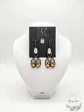 Inc Crystal and Stone Chandelier Earrings
