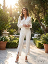 Lulus Endearing Romance Ivory Slim Leg Trouser Pants, Size Large