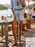 Lauren Ralph Lauren High Rise Frayed Hem Denim Shorts, Size 8