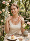 I.N.C. Gold-Tone Petal & Imitation Pearl Statement Necklace