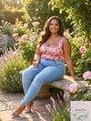 PrettyLittleThing Plus Pink Floral Print Corset Crop Top, Size L/16