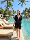 Jordan Taylor Women’s Elastic Empire Waist Tunic Swim Cover Up, Black, Large