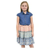 Zunie Denim and Floral Tiered Dress Youth Denim f Size Medium 10/12