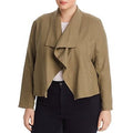 Bagatelle Womens Plus Wide Lapel Drape Front Linen Jacket Blazer