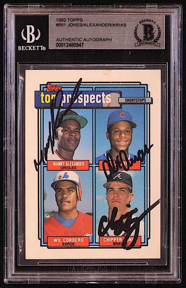 Chipper Jones Alexander Arias Signed 1992 Topps #551 (BGS)