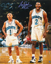 Muggsy Bogues & Larry Johnson Signed Hornets 16x20 Photo (AWM) Charlotte Hornets