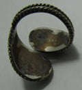 Sleeping Beauty Turquoise Bypass Ring, Sterling Silver, Southwestern Feather Design