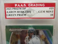 Aaron Rodgers 2021 Prizm Draft Picks Green #15 (PAAS 10)