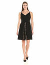Maggy London Women's Dream Crepe Fit and Flare with Feminine Lace, Black,size 2