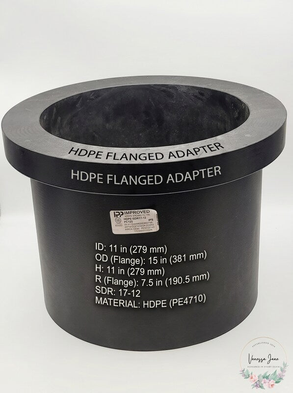 HDPE Flanged Adapter 11 in opening, 15 in Rad. 11 in H