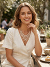 Inc Gold-Tone Bead and Imitation Pearl Shaky Flower  Necklace