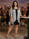 Love Squared Women's Plus 2Pc Metallic Dress With Cardigan Black Size 1X