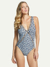Michael Kors Mini Cherry Blossoms Deep v One Piece Swimsuit Size 4